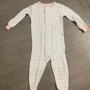 Magnetic Me 12-18 mos onesie, pink and white with pink carousel horses